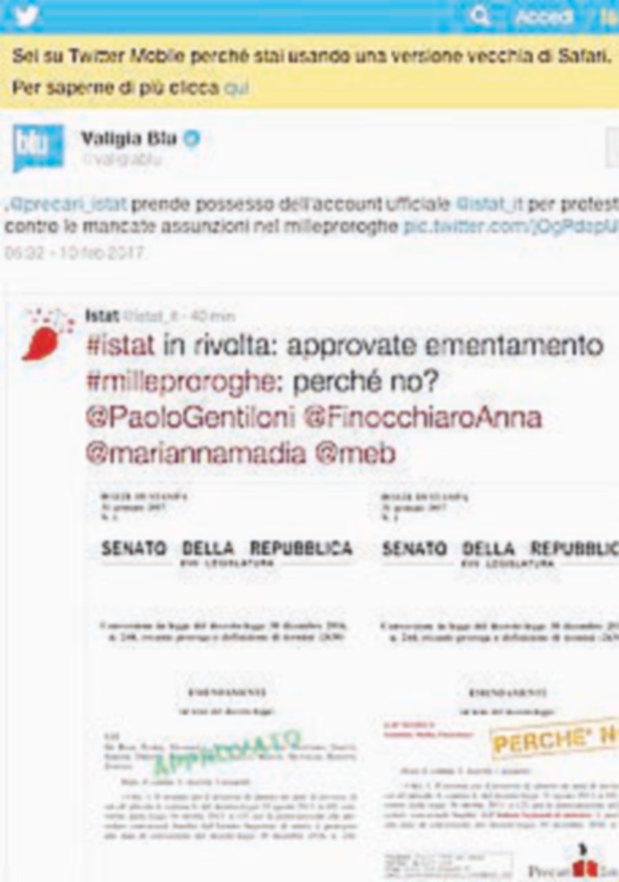 Istat, i precari “occupano” l’account Twitter