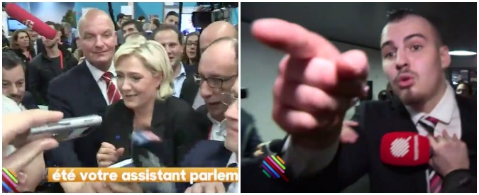 Copertina di Francia, niente domande imbarazzanti per Marine Le Pen. Giornalista allontanato e malmenato dai gorilla