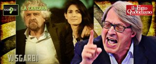 Copertina di La Zanzara, scherzo a Sgarbi. Il critico d’arte al finto Grillo: “Raggi depensante? Ho interpretato il tuo pensiero”