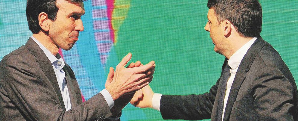 In ticket - Matteo Renzi con il ministro dell’Agricoltura Maurizio Martina - Ansa Il comizio di Renzi a Torino sembra scritto sei mesi fa