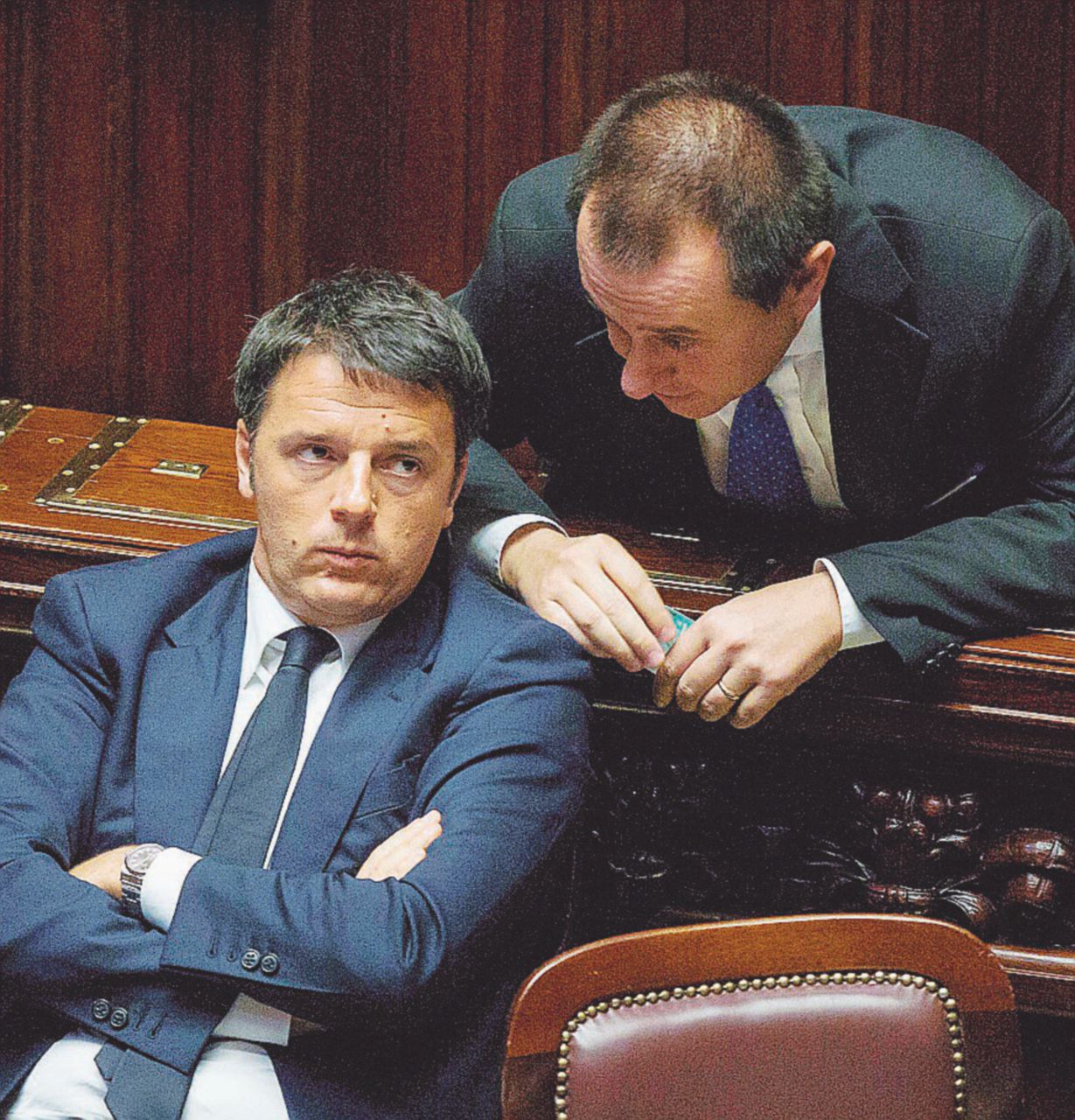 Matteo Renzi e il capogruppo Ettore Rosato - LaPresse Legge elettorale, Renzi tenta l’intesa col M5S: “Legalicum” pure in Senato