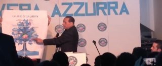 Copertina di Il ritorno (animalista) di Silvio Berlusconi, tra annunci, sorrisi e canzoni. Poi presenta l’Albero della libertà