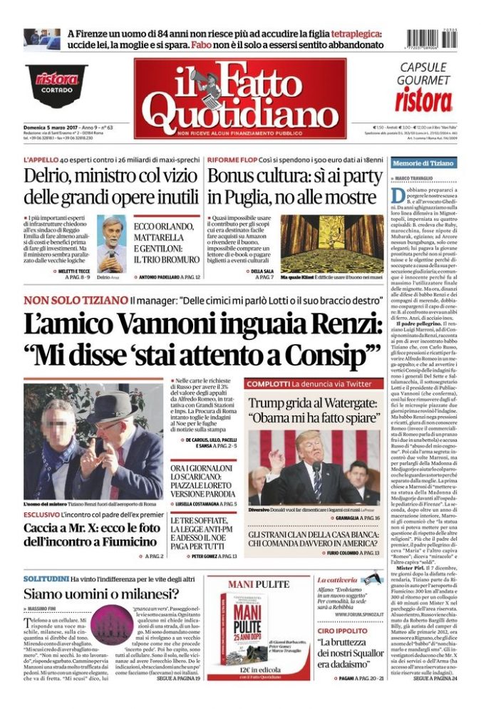 Copertina di domenica 5 marzo 2017