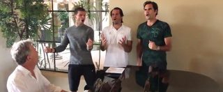 Copertina di Federer, Djokovic, Haas e Dimitrov cantano i Chicago. Il quartetto di tennisti sorprende per le doti canore