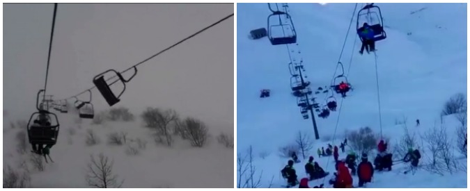 Copertina di Paura in seggiovia, vento forte e maltempo bloccano 130 persone sugli impianti di Prato Nevoso (Cuneo)