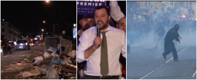 Copertina di Napoli, la giornata di protesta tra ragioni e devastazioni. Mentre Salvini promette: “Se sarò premier via i centri sociali”