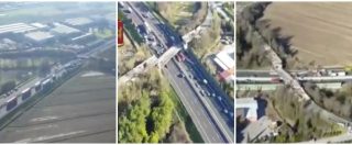Copertina di Ponte crollato A14, le immagini aeree dall’elicottero della polizia