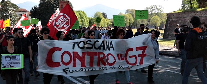 Copertina di Lucca, i manifestanti anti-G7: “Interventismo Usa? Non difende innocenti, crea solo morti dalla Siria a Parigi”