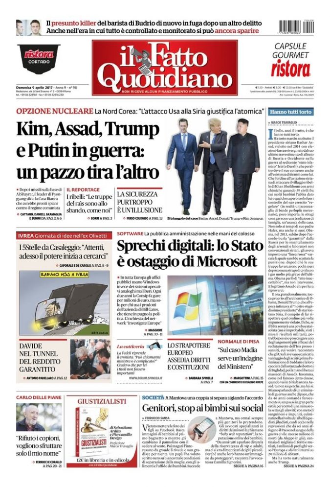 Copertina di domenica 9 aprile 2017