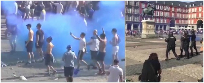 Copertina di Madrid, scontri in centro tra hooligans del Leicester e polizia: 13 feriti