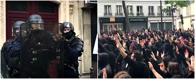 Copertina di Parigi, tensione al corteo anti Macron. Sindacalista contro il poliziotto: “Abbassi quell’arma”