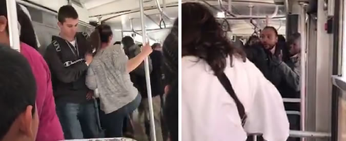 Copertina di Milano, un uomo e una donna si picchiano sul tram 24. La rissa ripresa da un viaggiatore