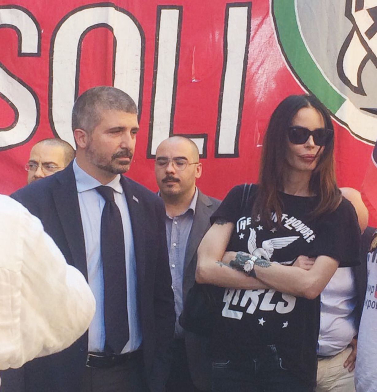 - Il portavoce di CasaPound Simone Di Stefano con Nina Moric - Piscopo CasaPound al Colosseo con la scusa dello ius soli