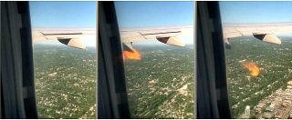 Copertina di Paura sul volo della United Airlines: il motore prende fuoco poco dopo il decollo