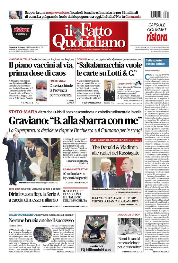 Copertina di domenica 11 giugno 2017