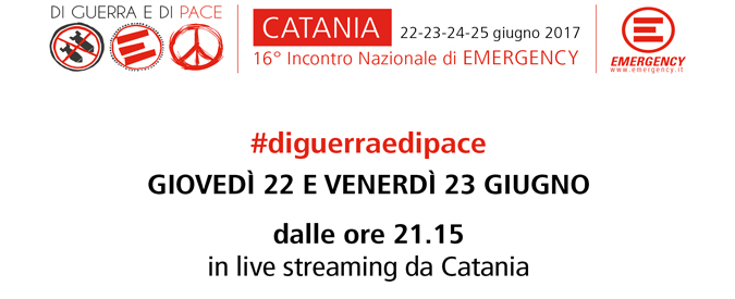 Copertina di Diguerrainpace, da Catania l’evento di Emergency in diretta web il 22 e 23 giugno