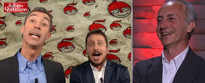 Copertina di Luca e Paolo a Travaglio: “Ormai a Dimartedì è venuto così tante volte che non è un ospite. È un ostaggio”