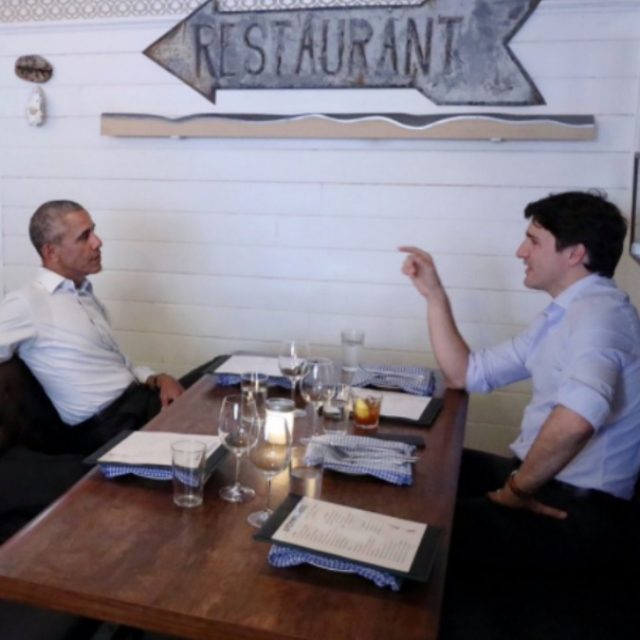 Barack Obama e Justin Trudeau, cena a lume di candela a Montreal