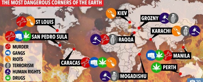 Napoli nella classifica delle 10 città più pericolose del mondo? Retromarcia del Sun: corretta cartina e articolo