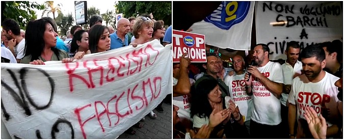 Copertina di Migranti, Salvini e Casapound a Civitavecchia contro accoglienza: “Solo navi di turisti”. Sit-in di contestatori, interviene la polizia