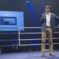 Prime Minister Justin Trudeau speaks during a charity boxing event in Montreal, PQ, Canada, Wednesday, August 23, 2017. Photo by Graham Hughes/CP/ABACAPRESS.COM 604167PM Trudeau At A Charity Boxing Event – MontrealIl Primo Ministro canadese Justin Trudeau sul ring per beneficenzaLaPresse  — Only Italy