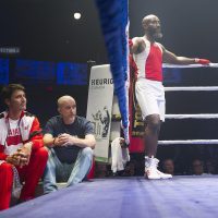 Prime Minister Justin Trudeau, left, looks on from the corner as boxer Ali Nestor prepares to fight during a charity boxing event in Montreal, PQ, Canada, Wednesday, August 23, 2017. Photo by Graham Hughes/CP/ABACAPRESS.COM 604167PM Trudeau At A Charity Boxing Event – MontrealIl Primo Ministro canadese Justin Trudeau sul ring per beneficenzaLaPresse  — Only Italy