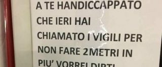 Copertina di Cartello di insulti al disabile nel parcheggio a Milano, autore filmato da telecamere di sicurezza e identificato