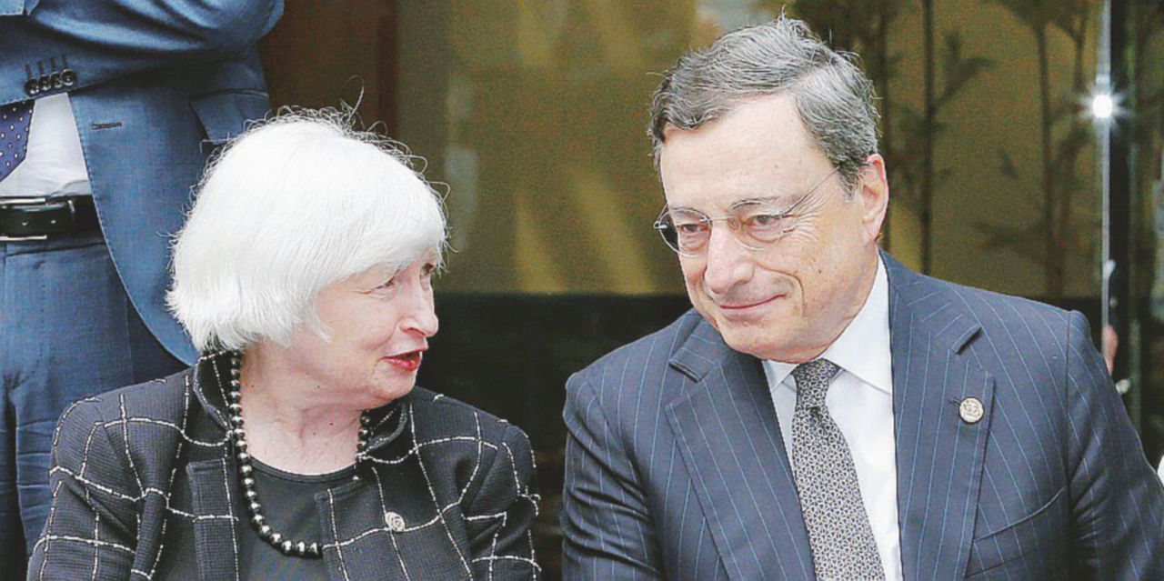 Banchieri - Identità di vedute tra Janet Yellen e Mario Draghi - Ansa Draghi e Yellen, i tassi bassi aiutano l’economia. Il vero rischio è Trump