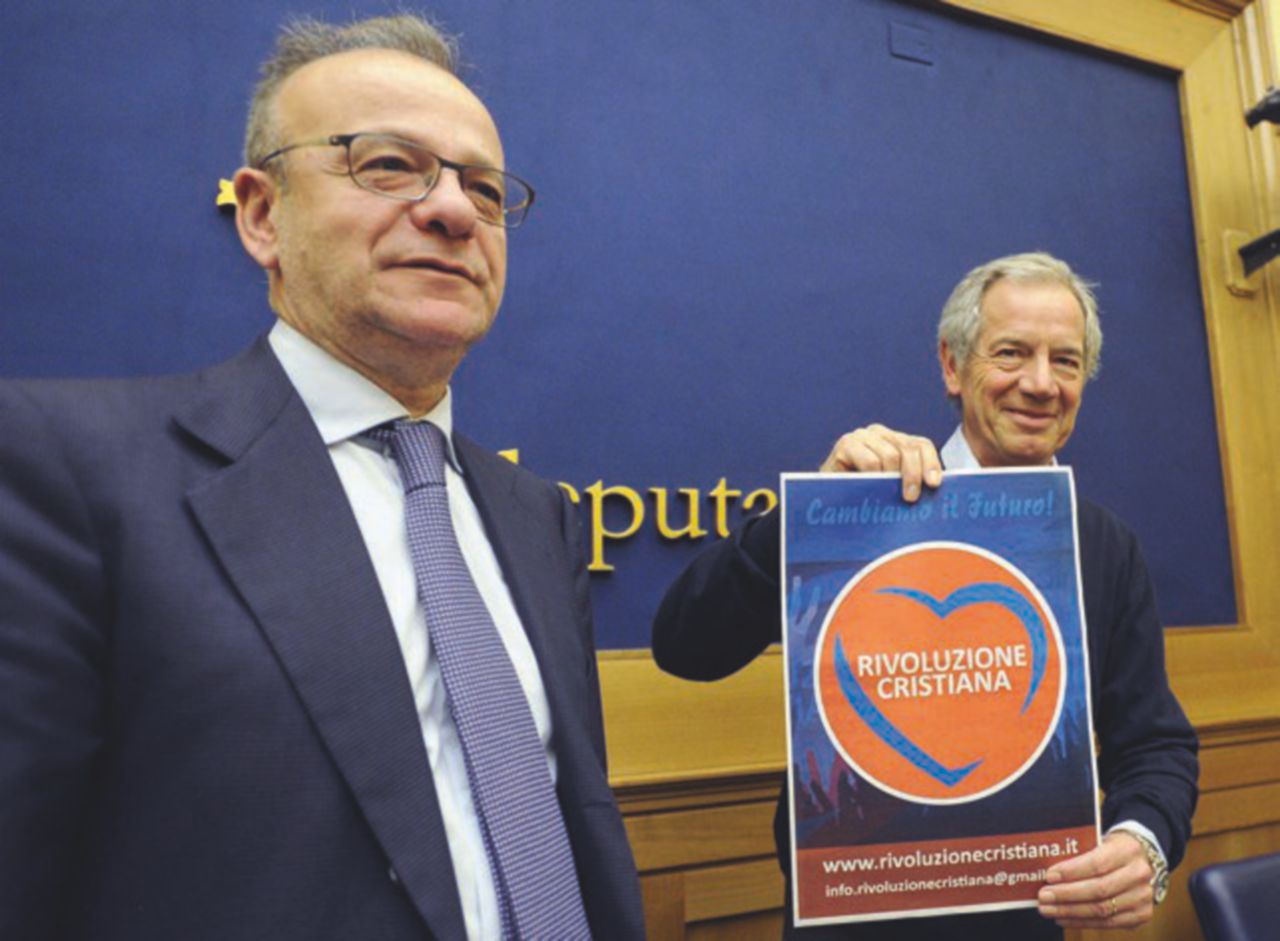 Galleggiante - Gianfranco Rotondi con Bertolaso alla presentazione del nuovo partito - LaPresse Ora Rotondi va a caccia di donne per fare la “Rivoluzione cristiana”