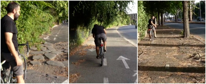 Copertina di Roma, tra cantieri, incuria e incroci pericolosi, pedalare è un incubo: “Vi mostro la ciclabile più demenziale d’Europa”