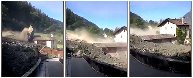 Copertina di Enorme frana al confine tra Italia e Svizzera: 100 persone evacuate. Travolte baite, abitazioni e stalle