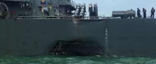 Copertina di Singapore, scontro al largo tra un incrociatore Usa e un cargo mercantile: dieci marinai americani dispersi e cinque feriti