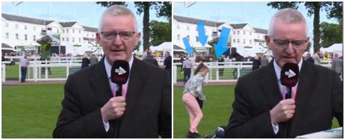 Copertina di Il bello della diretta: il giornalista sportivo parla ma il vero spettacolo è dietro di lui. E il risultato è esilarante