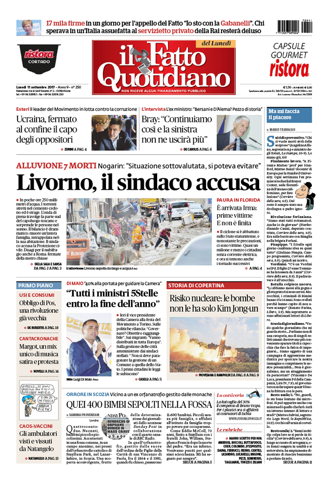 Prima Pagina Il Fatto Quotidiano - Livorno, il sindaco accusa