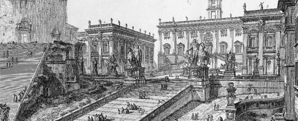 Aquaforte - Veduta del Campidoglio e di S. Maria in Aracoeli, Giovan Battista Piranesi La grandiosa Roma del Settecento ricreata da Piranesi