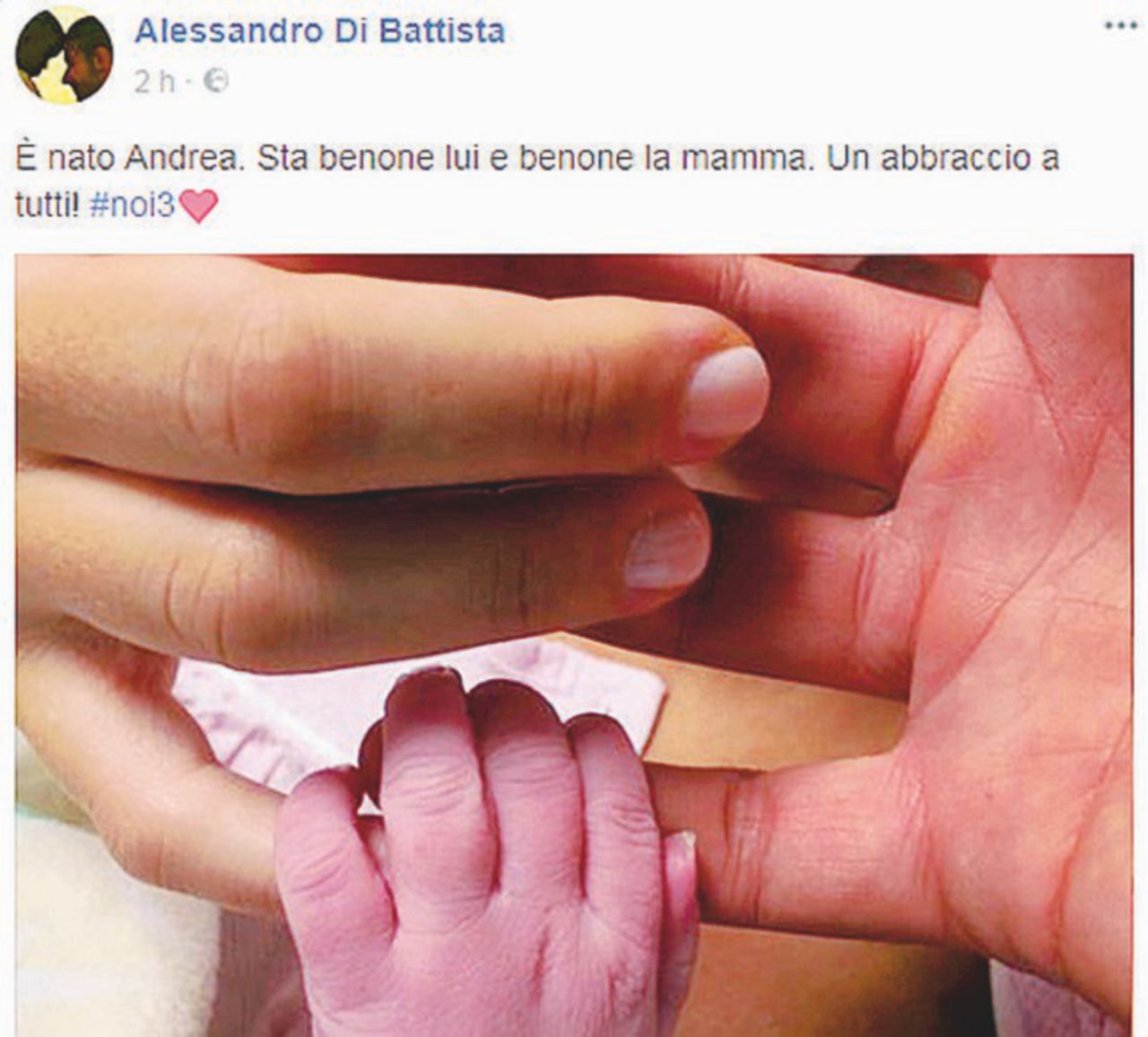 Di Battista diventa papà: lo scrive su Facebook Di Battista diventa papà: lo scrive su Facebook