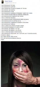 Noemi Durini - l’ultimo post della 16enne uccisa dal fidanzato : “Non è amore se ti fa male o se ti picchia”