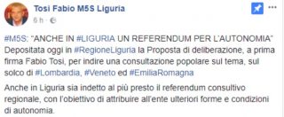 Copertina di Liguria, M5s propone un referendum sull’autonomia. Toti: “Benvenuti nel club”
