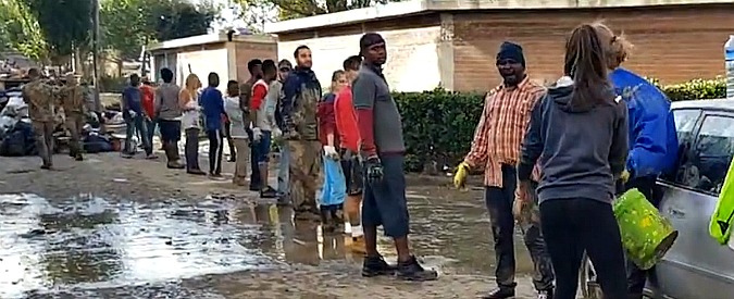 Copertina di Livorno, la lunga fila di volontari di ogni età e provenienza al lavoro per liberare la città dal fango