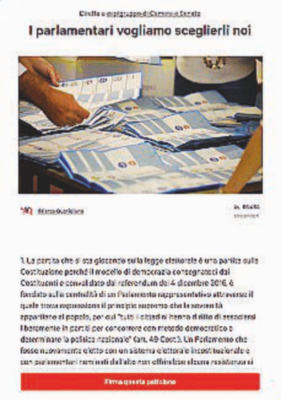 158.000 firme per una legge elettorale contro i nominati e costituzionale