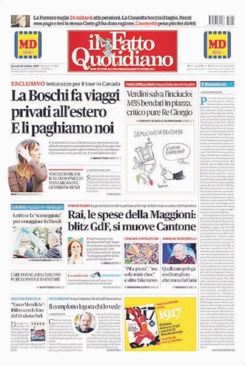 Copertina di Boschi diserta il ricordo dell’Anselmo. Il Fatto chiede l’accesso alle sue spese
