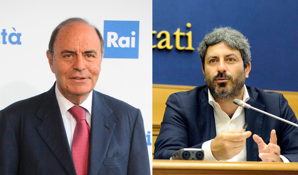 Duello - Il conduttore di Porta a Porta, Bruno Vespa e il presidente della Vigilanza, Roberto Fico (M5S) Fico punge Vespa: “È artista, non può raccontare il voto”