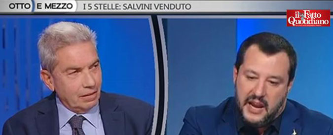 Copertina di Salvini vs Padellaro: “M5s dice che sono venduto? Loro hanno votato con Renzi e sono con D’Alema e Bersani”