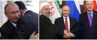 Copertina di Siria, foto da Sochi: Putin abbraccia Assad poi vede Erdogan e Rohani. “E’ diventato il primo interlocutore in Medio Oriente”