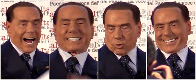 Copertina di Berlusconi si abbassa l’età: “Più di 70 ma sono un giovanotto”. Poi il mantra anti-grillino, e Di Maio diventa uno scroccone