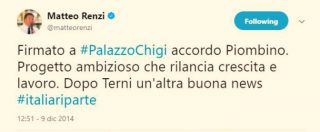 Acciaierie Piombino, Renzi: “Fatta una cazzata. Rossi e Landini vollero Rebrab”. Ma nel 2014 twittava entusiasta