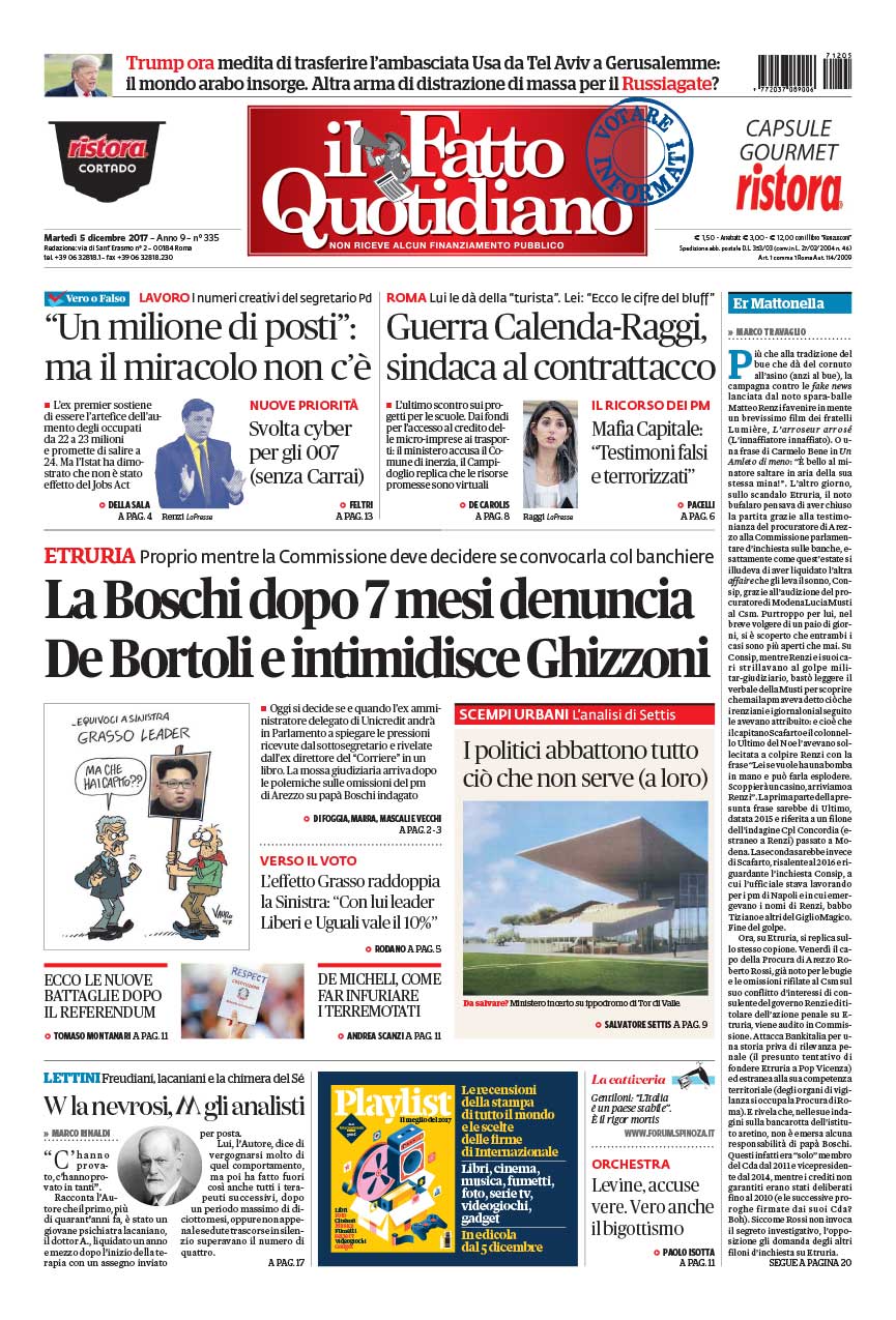 La Boschi dopo 7 mesi denuncia De Bortoli e intimidisce Ghizzoni