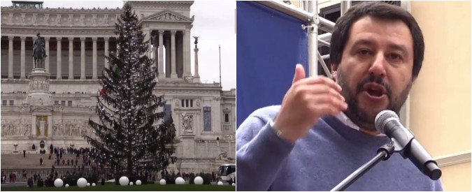 Copertina di Roma, Salvini sfotte la Raggi per Spelacchio: “Che tristezza l’albero di Natale. L’anno prossimo glielo regaliamo noi”