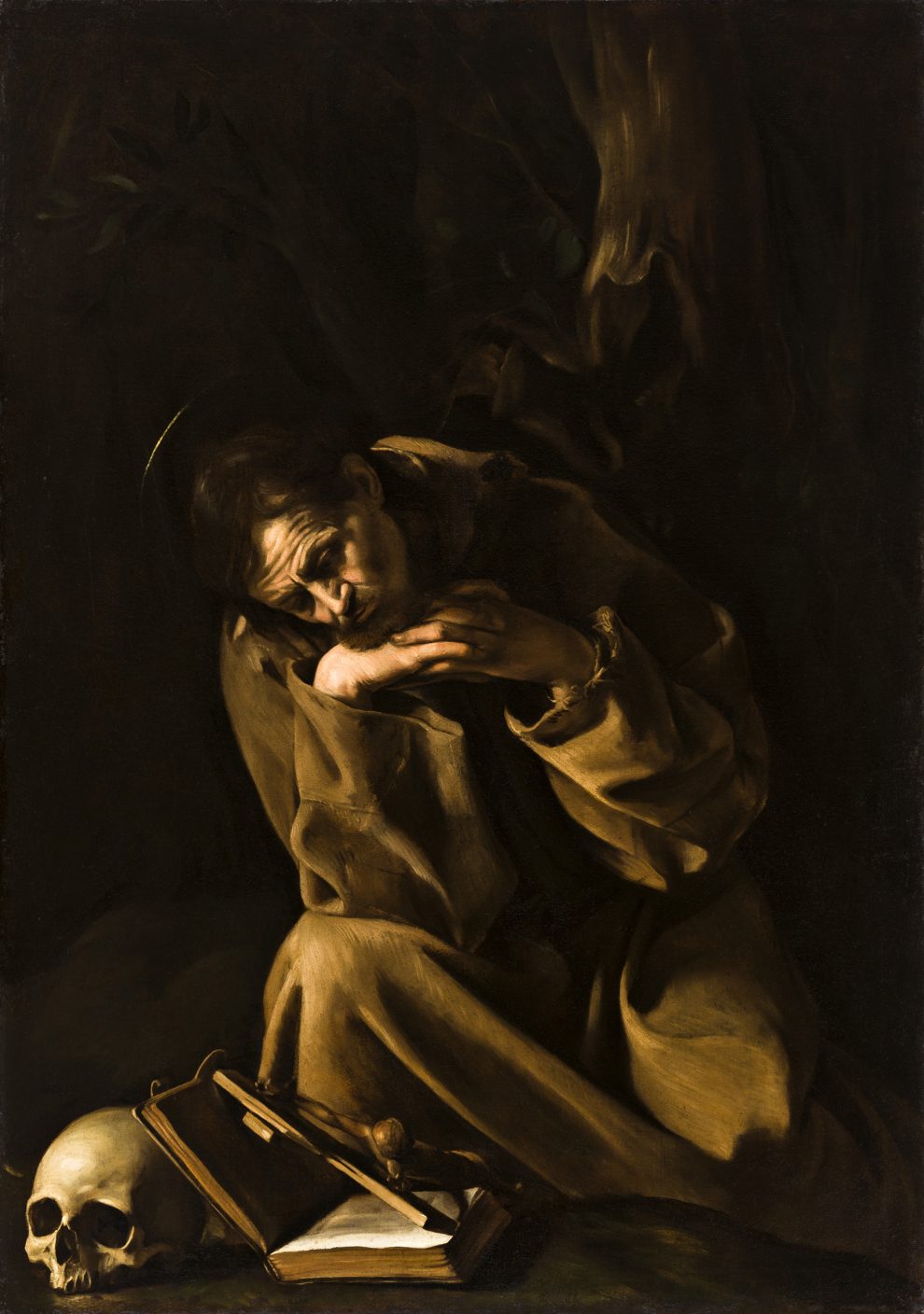 San Francesco in meditazione – Caravaggio, olio su tela, 128 x 90 cm. Museo Civico, Cremona Sistema Museale della Città di Cremona – Museo Civico “Ala Ponzone”