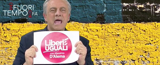 Copertina di Grasso pronto a cambiare sesso per volere di D’Alema. La copertina di Crozza a Che Fuori Tempo che Fa